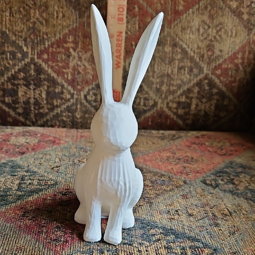 White Ceramic Rabbit Figurine Home Art Decor - Picture 2 of 3